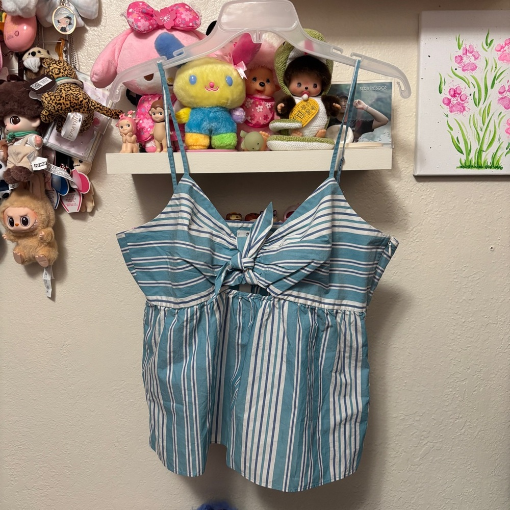 NWT Madewell Striped Tie-Front Keyhole Cami Top Sz 12 - Picture 2 of 6